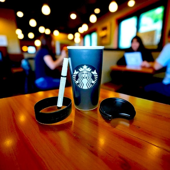 Starbucks Ceramic Coffee Cup Mug LIMITED EDITION Graffiti 4pc Bundle 2016 Black - Picture 1 of 7